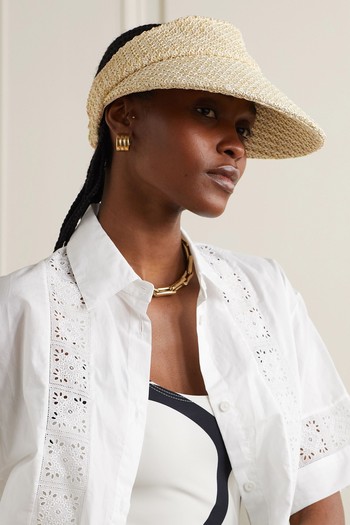 Micky Metallic Straw-Effect Visor, £140 | Eugenia Kim