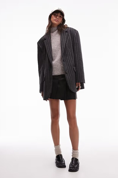 Brushed Wool Look Pinstripe Blazer from Topshop