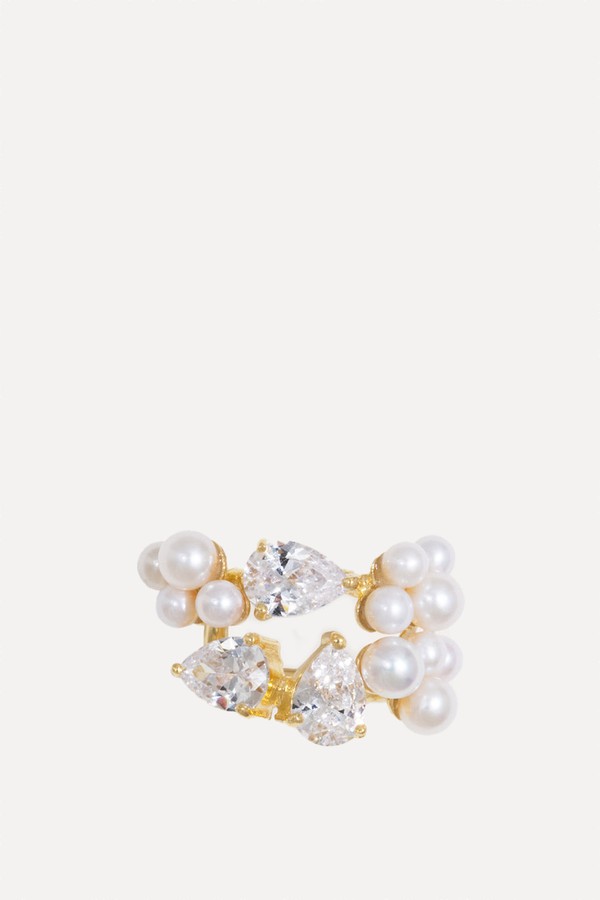 P181 Pearl & Zirconia Recycled Gold Vermeil Ear Cuff from Completedworks