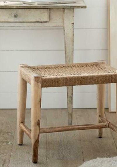 Natural Wood & Jute Stool