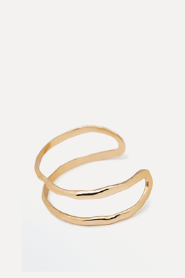 Gold-Plated Coarse-Textured Open Cuff Bracelet from Massimo Dutti