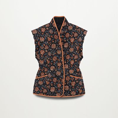 Printed Quilted Gilet from Mango