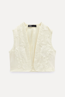 Cropped Waistcoat With Embroidery