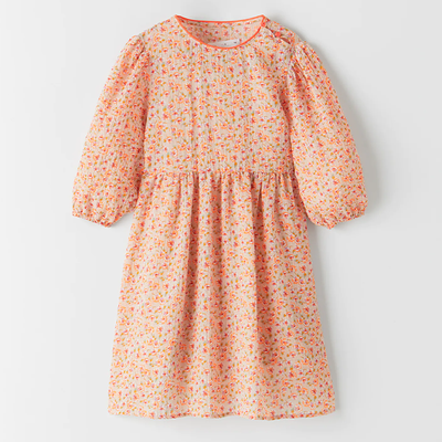 Floral Dress With Contrasting Piping 