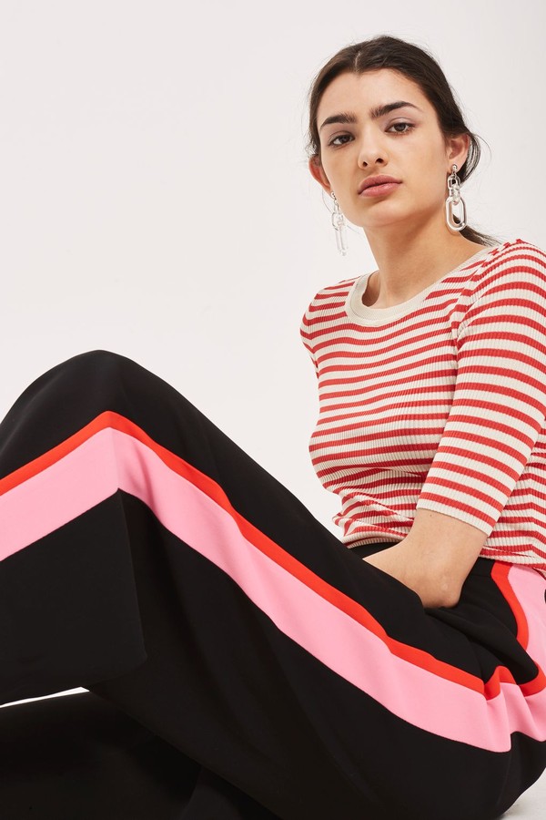 Side Striped Wide Leg Trousers