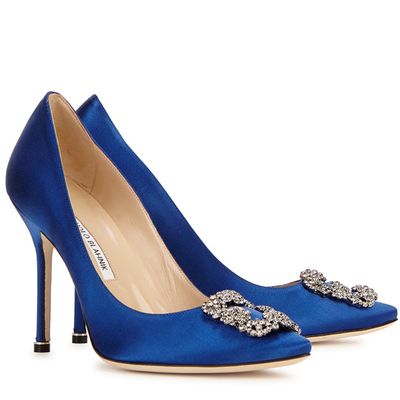 Hangisi Royal Blue Silk Satin Pumps from Manolo Blahnik 