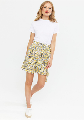 Mustard Ditsy Floral Frill Mini Skirt