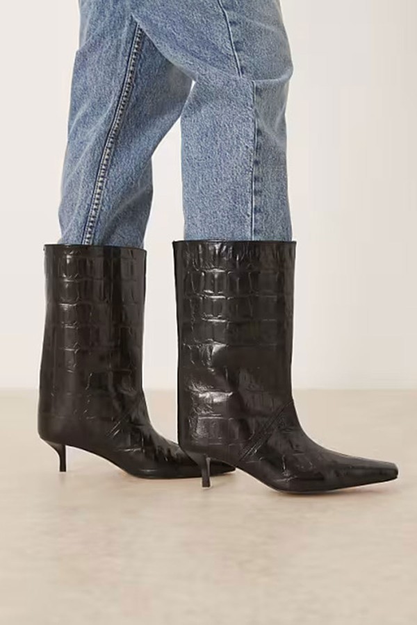 Calloway Leather Wide Leg Pull On Boots from ASOS Design