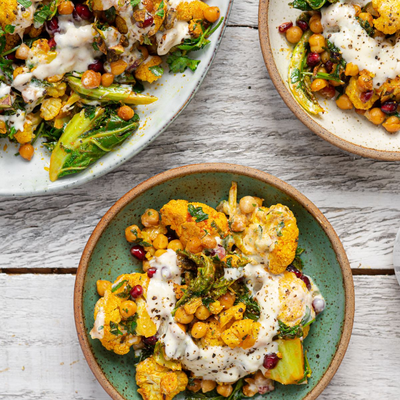 Curried Cauliflower & Chickpea Salad With Mango Chutney Dressing