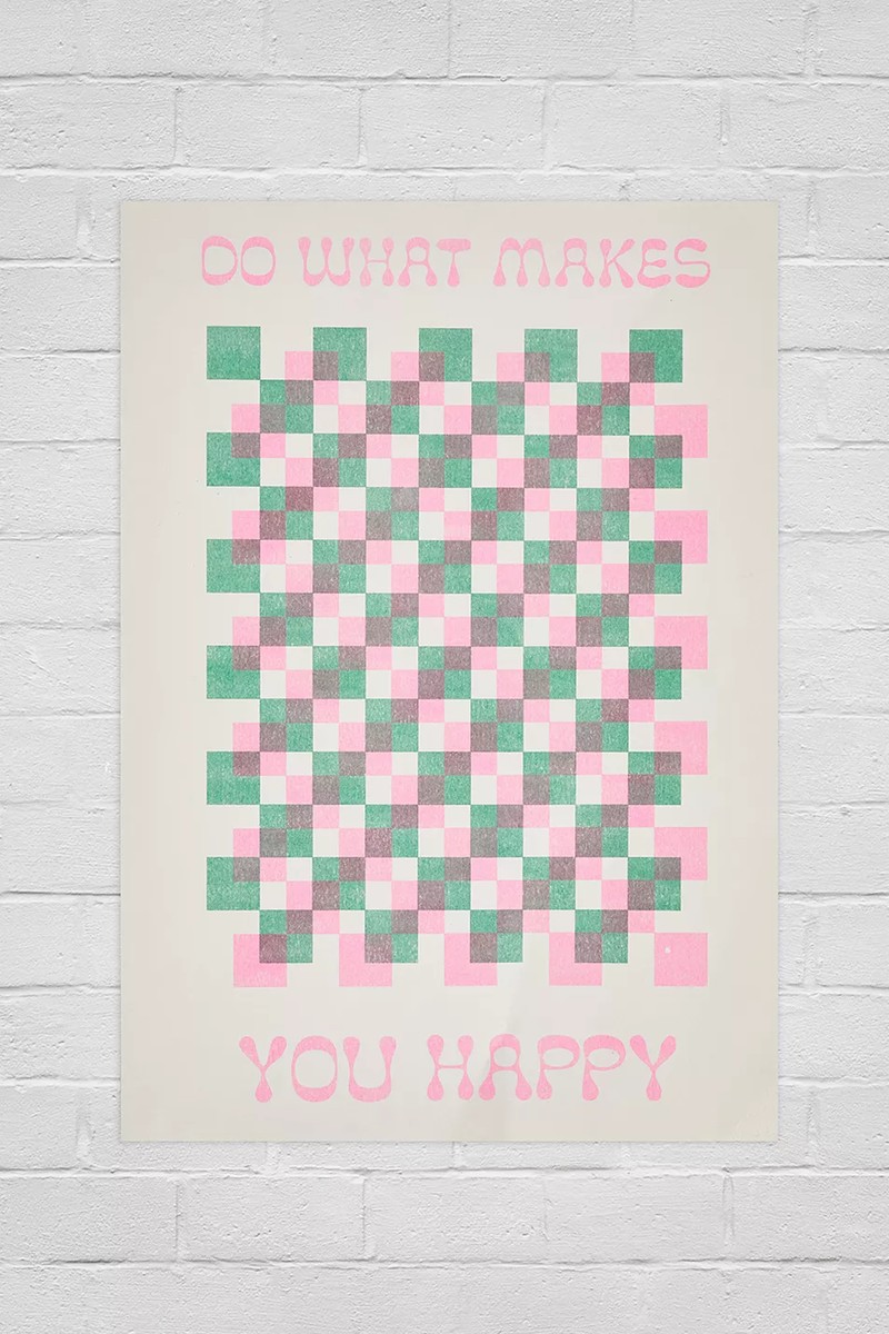 Happy Graphic Poster from Urban Outfitters