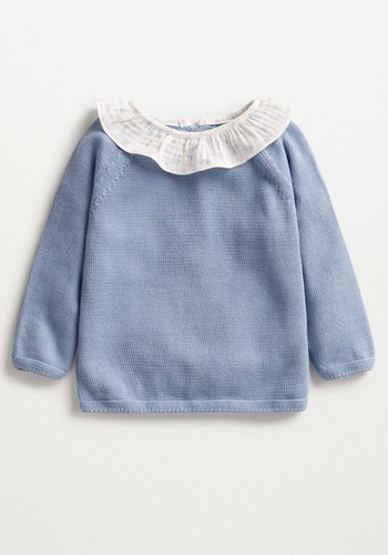 Blue Ruffle Neck Sweater from Mango