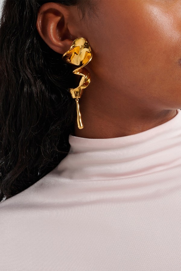 Tidal Gold-Plated Drop Earrings from Khaite