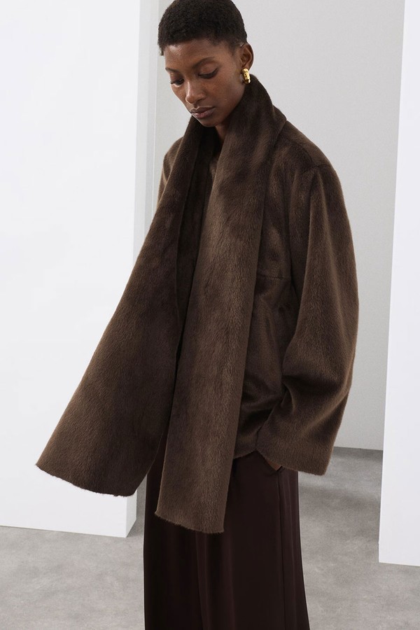 Faux Fur Detachable Scarf Coat from Autograph