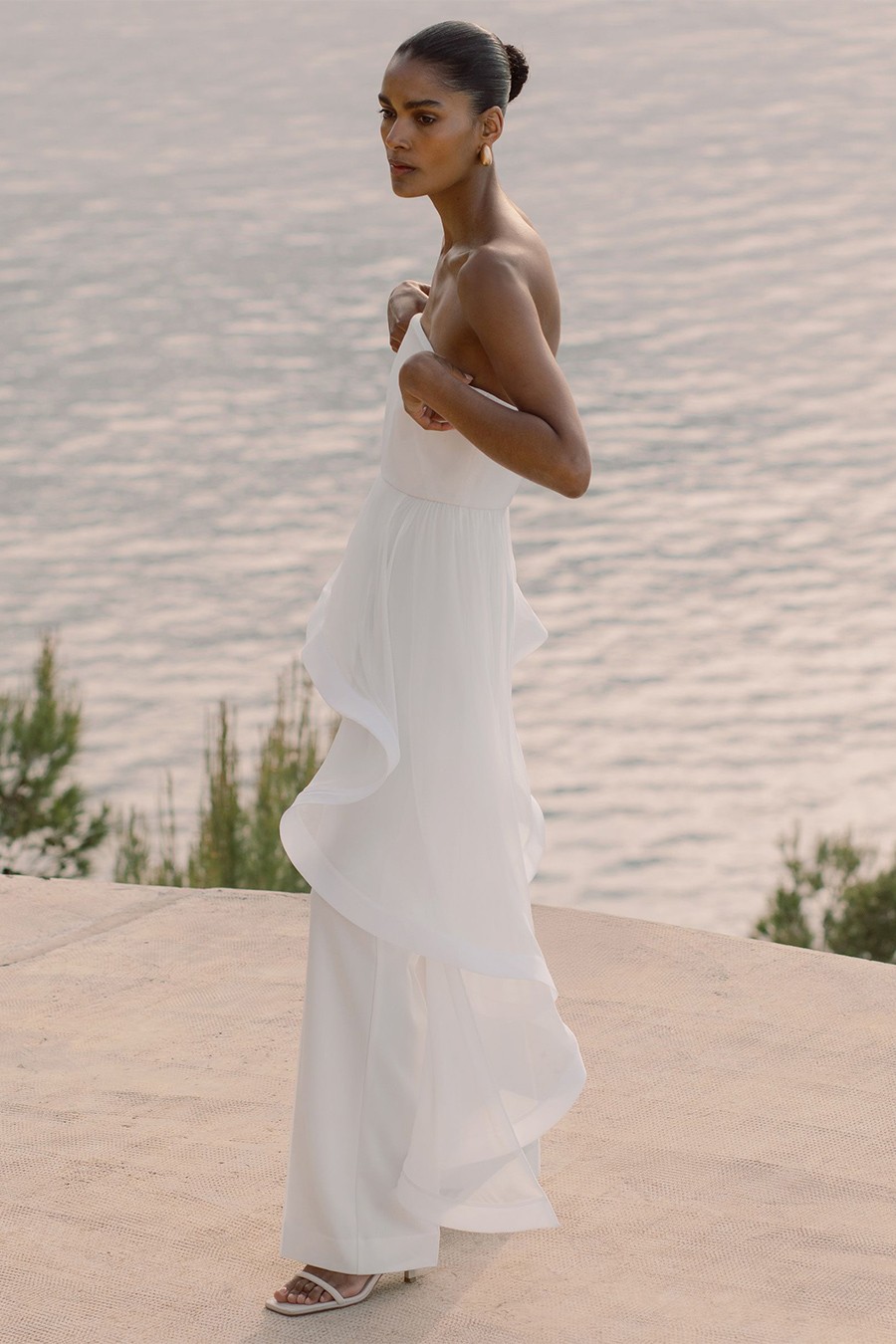 Rhiannon Silk Ruffle Bandeau Wide-Leg Jumpsuit from Reiss