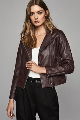 Tallis Leather Biker Jacket from Reiss
