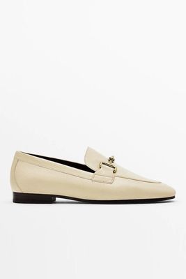 Leather Loafers With Metal Buckle from Massimo Dutti