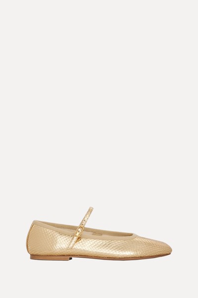 Mary Jane Ballerina Les Ballerines Celine In Tejus Laminated Stamped Calfskin from Celine