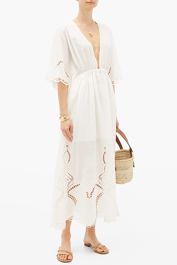 Liam Plunge-Neck Cotton Dress from Rhode