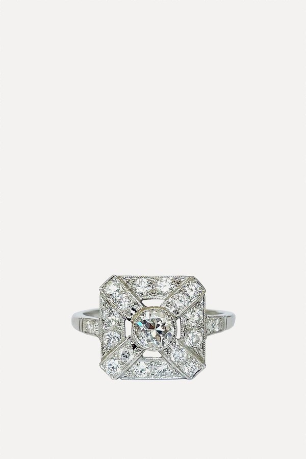 Antique Diamond Set Plaque Ring