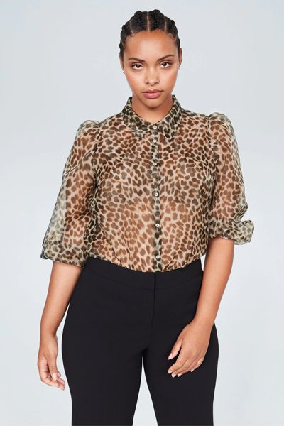 Leopard Organza Blouse from Mango