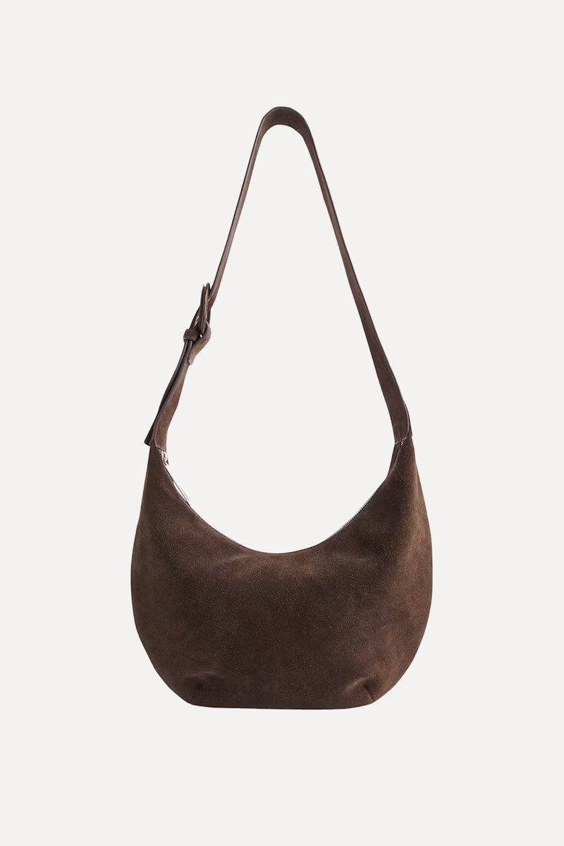 Sia Suede Curved Crossbody Bag