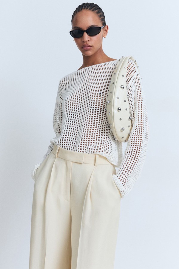 Long-Sleeved Crochet Sweater from Mango