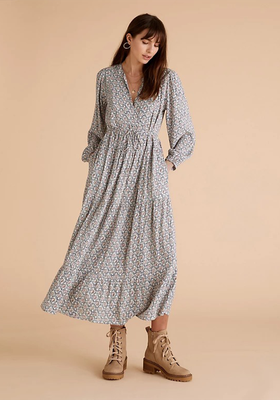 Printed V-Neck Midaxi Relaxed Dress