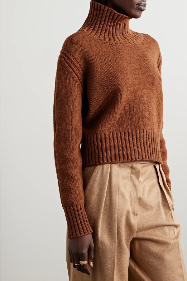 Fintra Cropped Wool Turtleneck Sweater from &Daughter