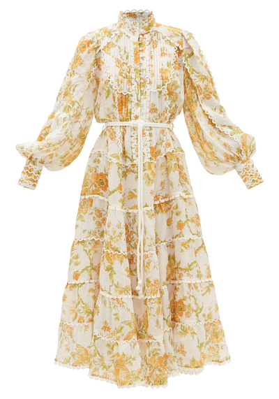 Songbird Citrus Print Ramie Midi Shirt Dress from ALÉMAIS