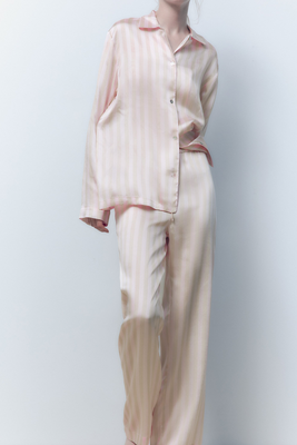 Striped Silk Blend Trousers from Zara
