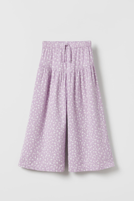 Textured Floral Print Trousers