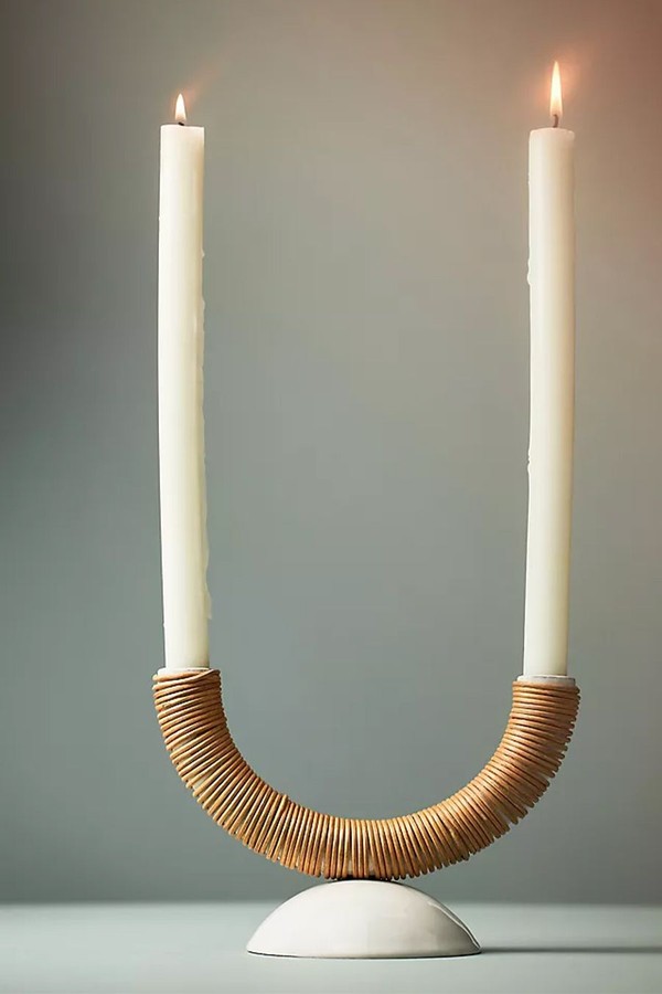 Kaia Dual Rattan Candleholder from Anthropologie