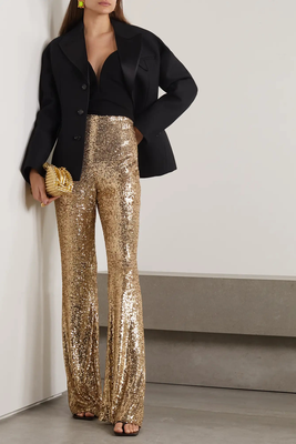 Sequined Stretch-Tulle Flared Pants  from Akris 