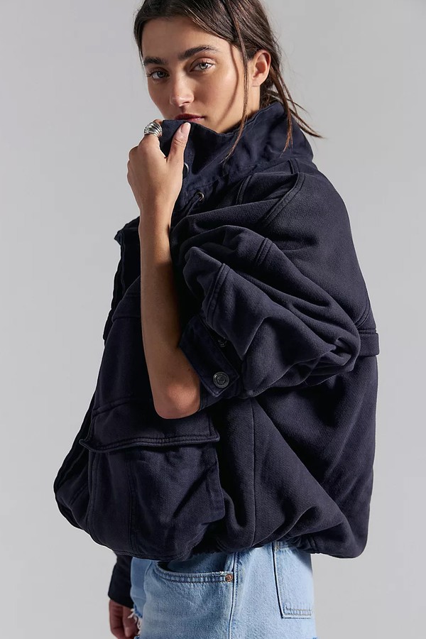 Jojo Washed Oversized Funnel-Neck Jacket