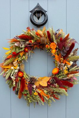 Bright Autumn Dried Flower Wreath