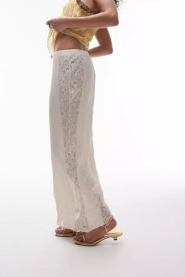 Plisse Lace Mix Jersey Skirt from Topshop
