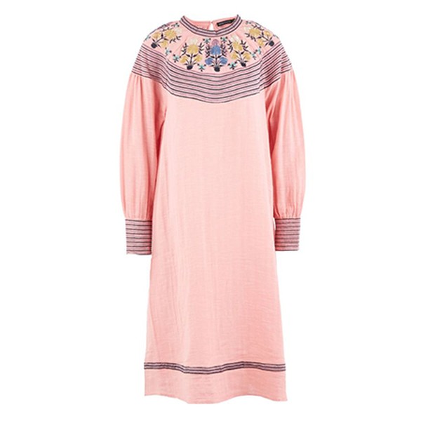 Pink Patterned Midi Dress