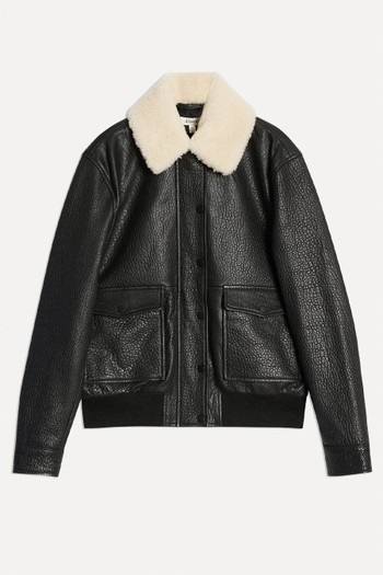 Detachable Collar Leather Bomber from Albaray