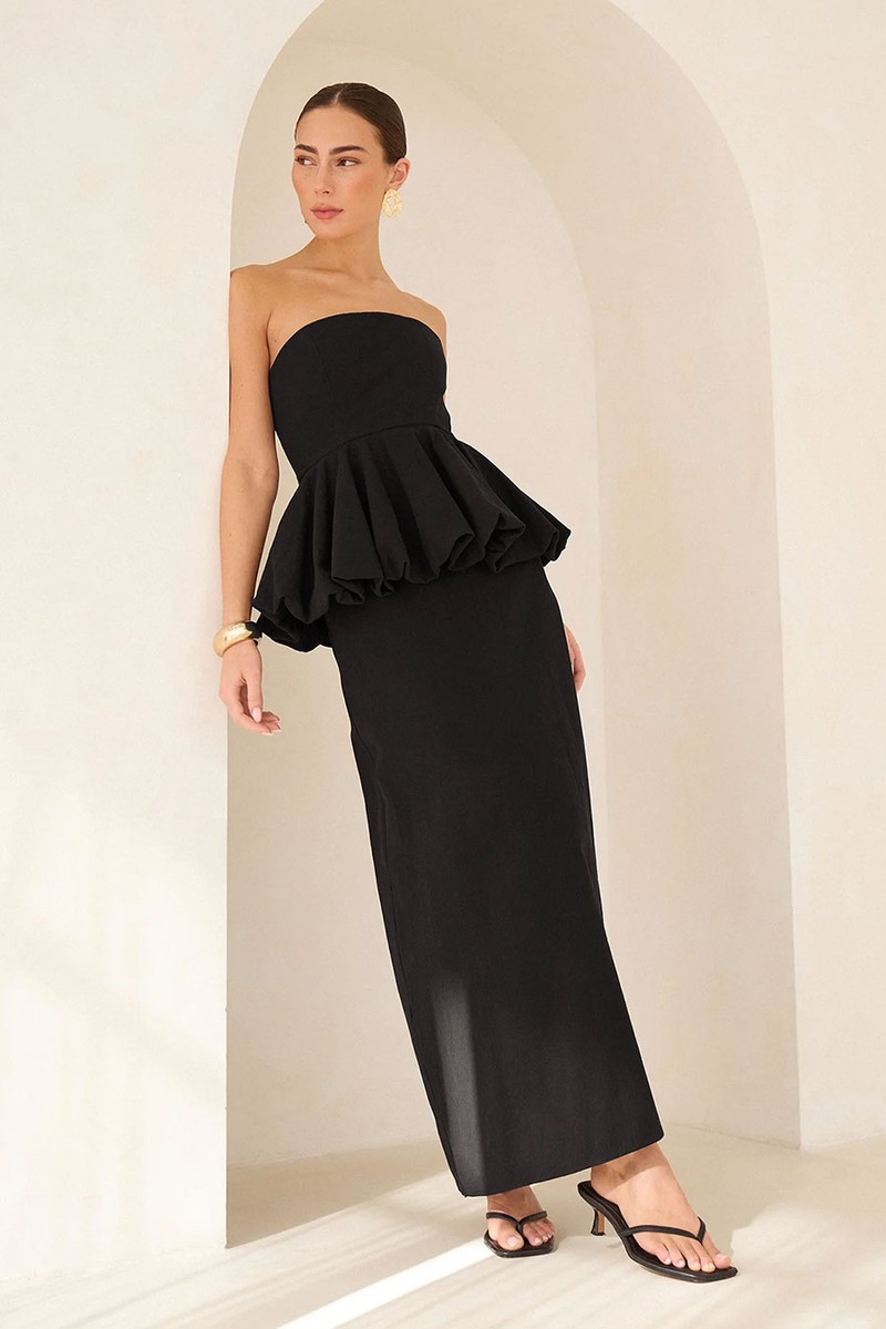 Puff Ball Peplum Waist Maxi Dress from 4TH & Reckless