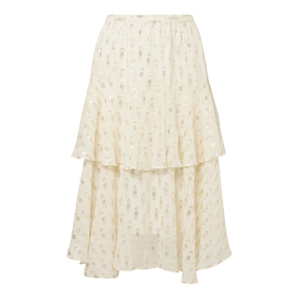  Metallic Silk Midi Skirt from Loveshackfancy