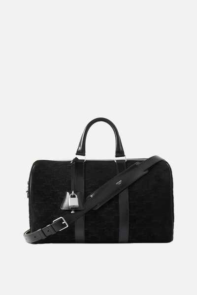 Boston Triomphe Leather-Trimmed Logo-Jacquard Suede Tote from Celine Homme