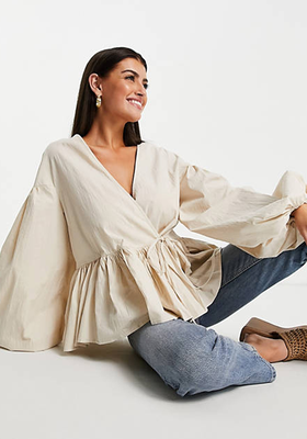 Oversized Wrap Smock Top With Blouson from ASOS Edition