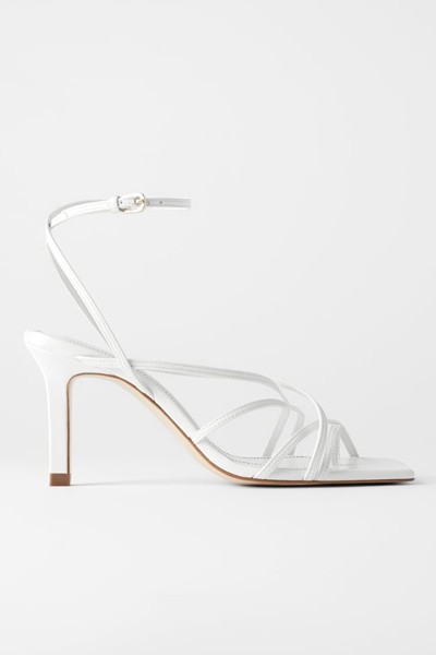 Leather High Heel Sandals With Square Toe from Zara