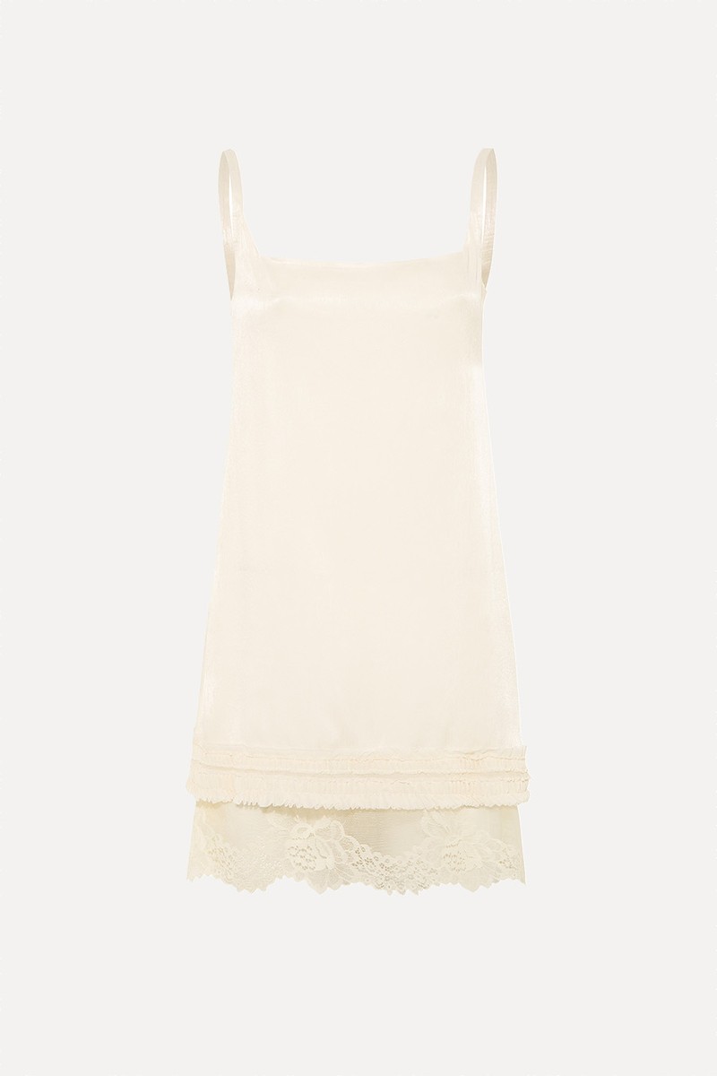 Zaye Lace-Trimmed Crepe Mini Dress from Siedrés