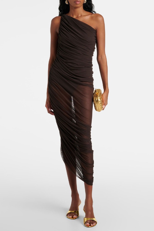 Ruched Mesh Midi Dress from Norma Kamali