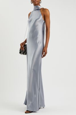 Sienna Halterneck Satin Maxi Dress, £1,295 | Galvan 