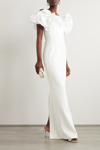 Tessa Off-The-Shoulder Taffeta-Trimmed Crepe Gown, £960 | Rebbeca Vallance