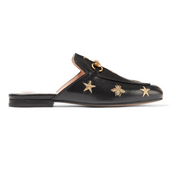 Princetown Embroidered Leather Slippers