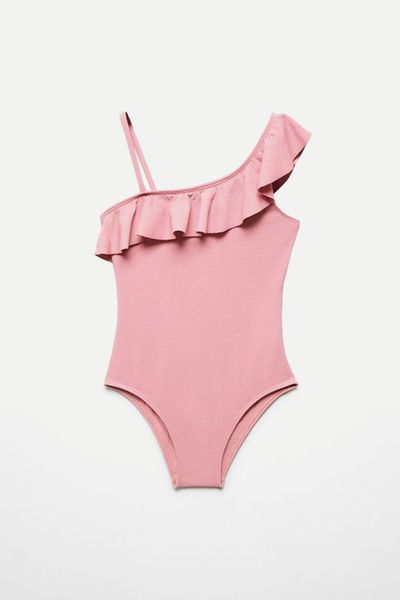 Asymmetric Ruffle Swimsuit from Zara