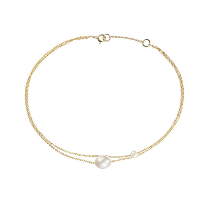 Gold Layered Large & Small Pearl Anklet from Lily & Roo